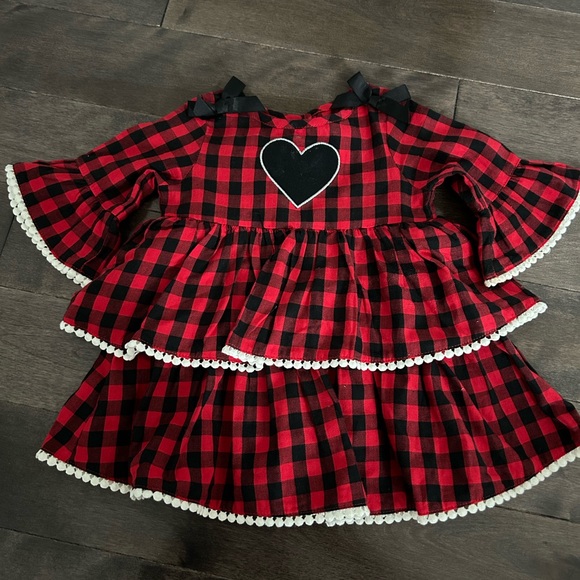 Other - Baby girl red black heart checkered tunic ruffle top